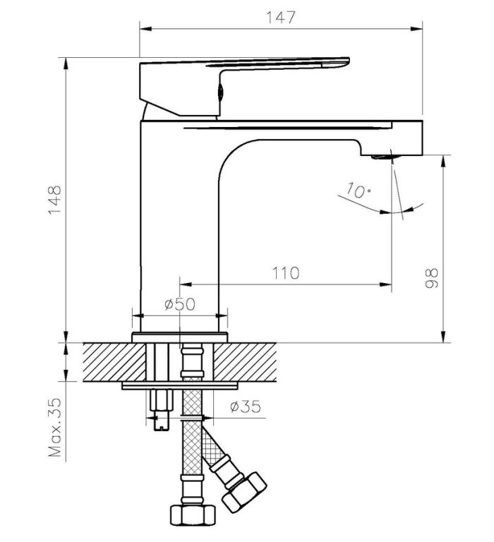 Змішувач для умивальника Haiba Daniel 001 (HB1010)