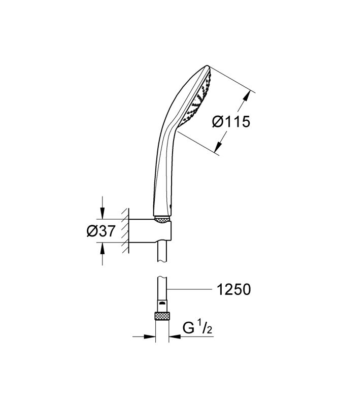 Душовий набір з тримачем, 1 режим струменю Grohe Euphoria (27354000)