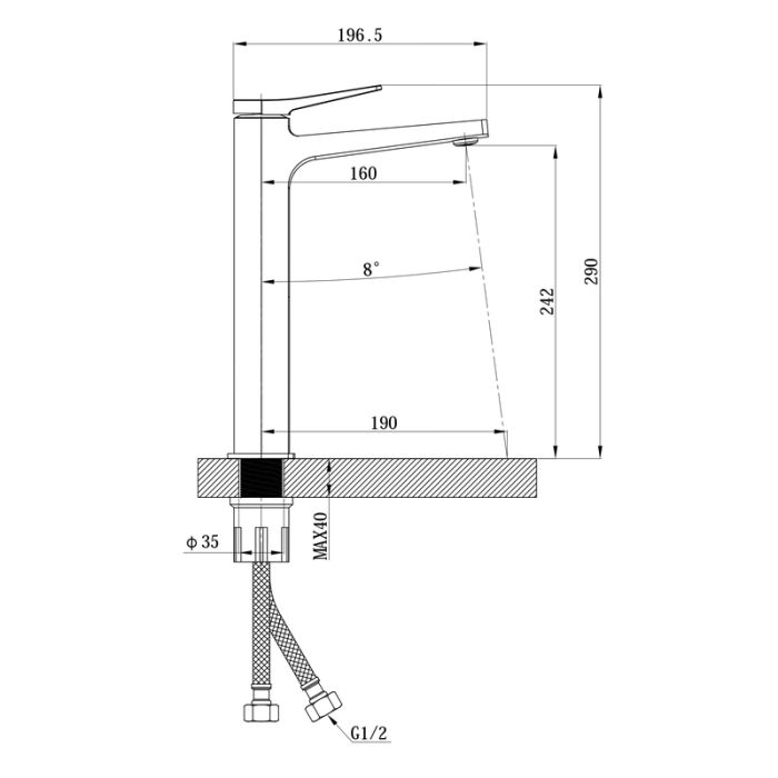 Змішувач для умивальника Mixxus Premium Degas 001 (NUT) HIGH (MI8246)