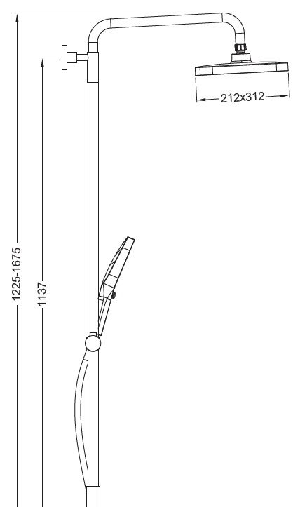 Душова колона зі змішувачем Koer KB-56030-05, 3 функції (KR5428)