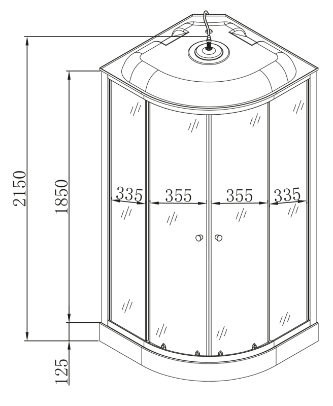 Бокс душовий з гідромасажем Mixxus STRONG SBH02-90x90x215-GR SATIN низький піддон (MI6891)
