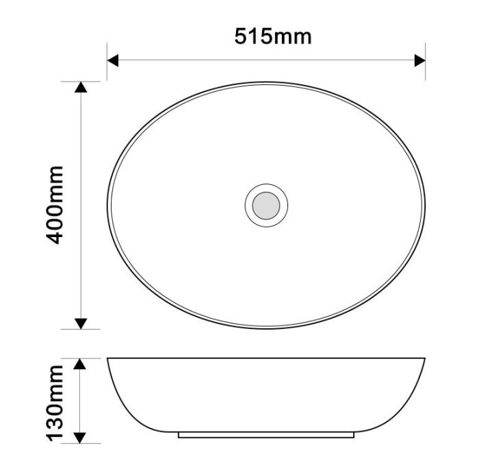 Раковина накладна Mixxus Premium ELLIPSE-0102 MARBLE 515х400х130mm (MP6552)
