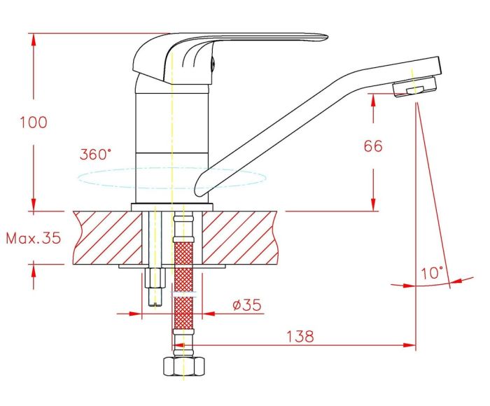 Змішувач для умивальника Haiba Dario 004 (вилив 15 см) (HB0872)