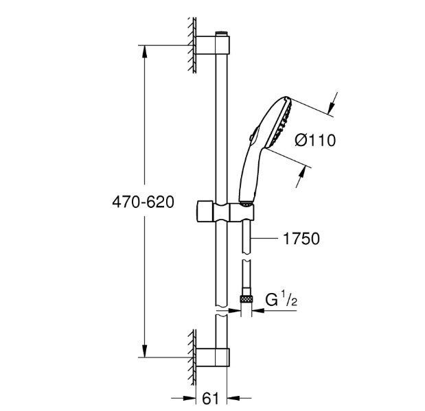 Душовий гарнітур Grohe Tempesta 110 2 режими струменю (27598003)