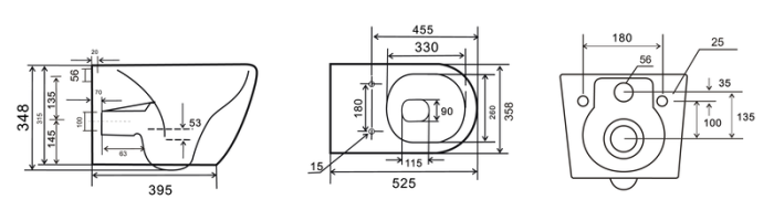 Унітаз підвісний Mixxus Premium ELLIPSE-0309-T1 GRAY 530x360x350mm система змиву TORNADO 1.0 (MP6655)