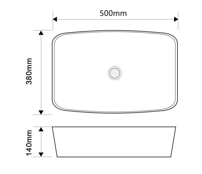 Раковина накладна Mixxus Premium DIVERSE-0109 EDGE BLACK 500х380х140mm (MP6549)