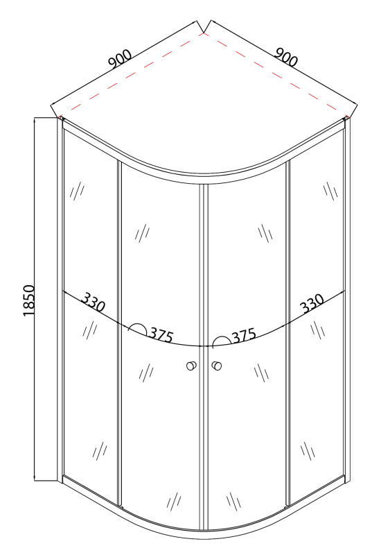 Душова кабіна без піддону Mixxus PLAIN SC01-90x90x185-TR CHROME прозоре скло 4мм (MI6899)