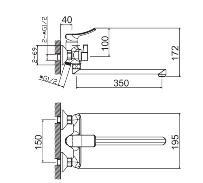 Змішувач для ванни HAIBA BOLERO 006 EURO (HB9577)