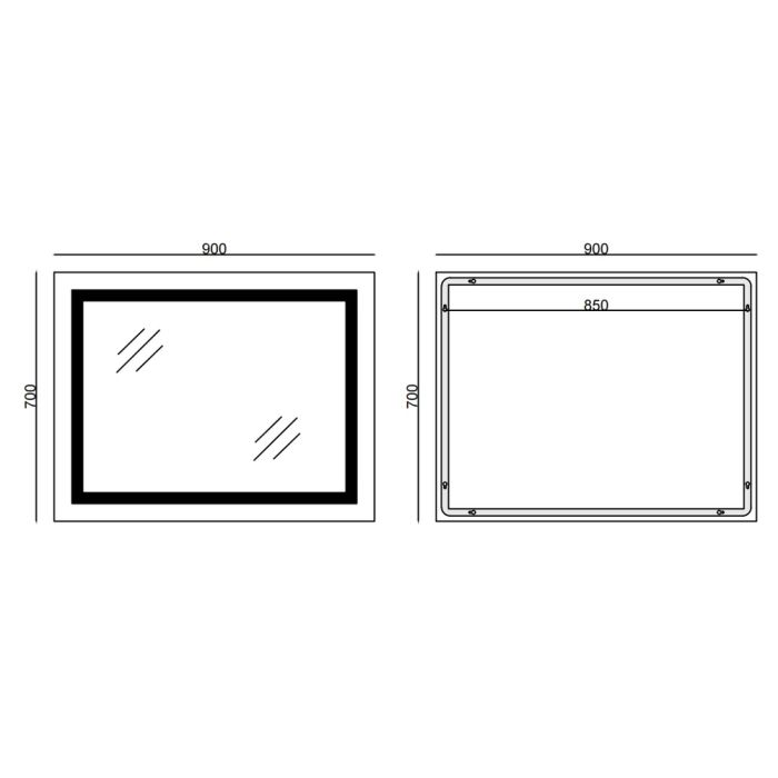 Дзеркало Mixxus WARM MR02-90x70-CASE з Led Touch, Anti-fog, димером, регулятором яскравості, годинником (MI6674)