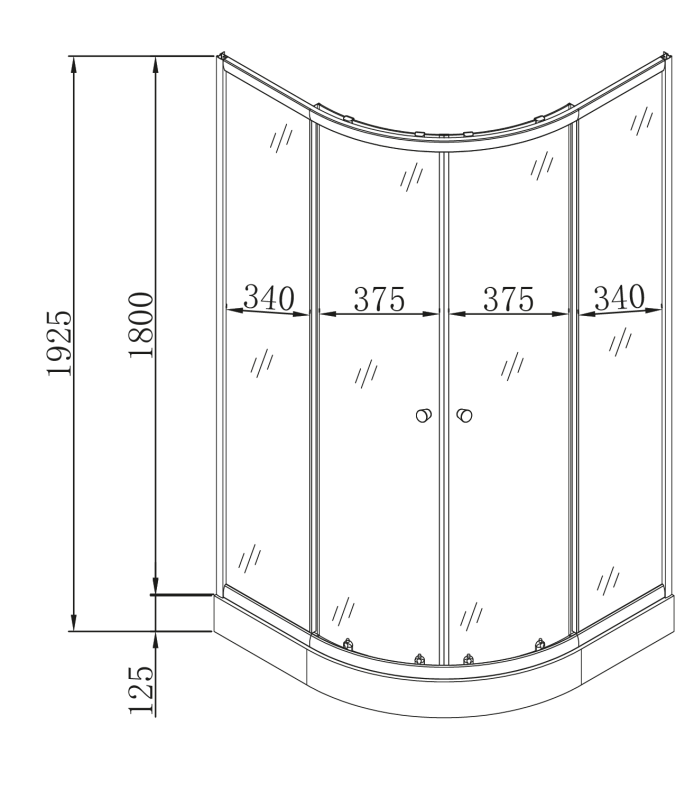 Душова кабіна з низьким піддоном Mixxus PLAIN SCT02-90x90x195-GR SATIN сіре тоноване скло 4мм (MI6898)