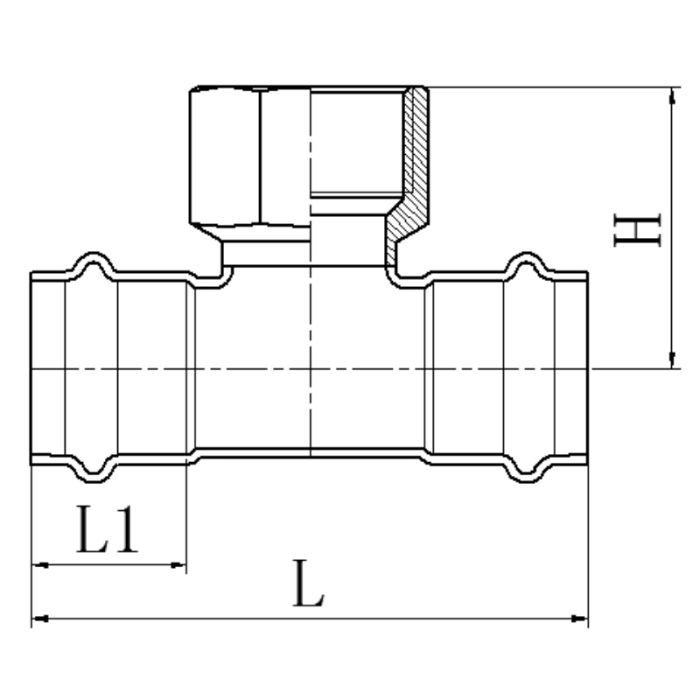 Трійник дворозтрубний ВР Koer KQ.T1506F Press-Inox AISI 304 15x1/2"x15 (KR6369)