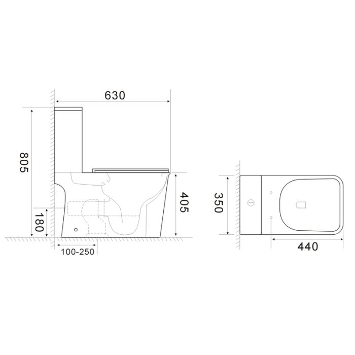 Унітаз-компакт Mixxus WAVE-0404-R 630х350х805mm, система змиву RIMLESS (MI6692)
