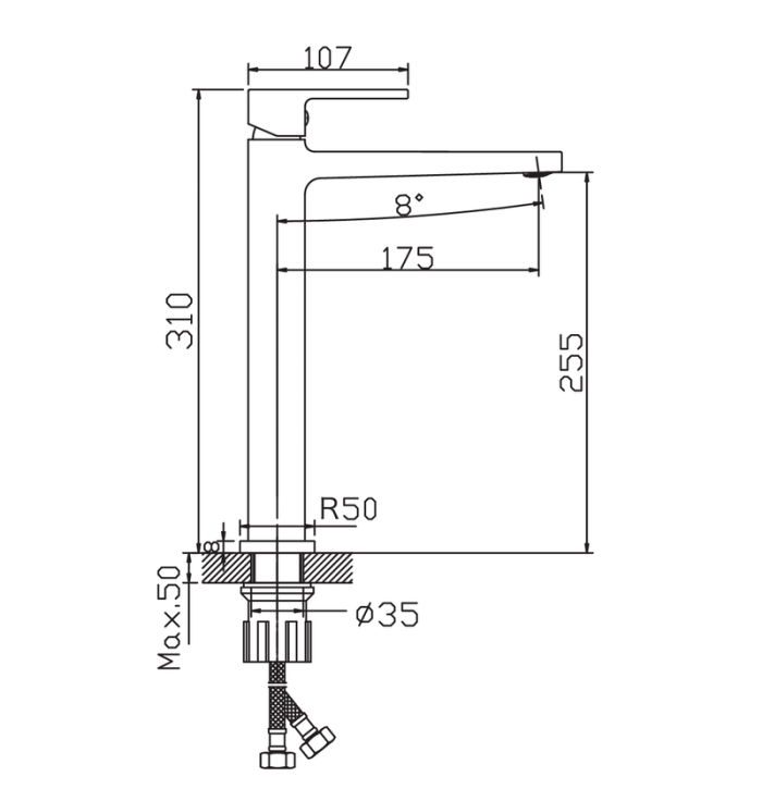 Змішувач для умивальника Haiba Kant 001 HIGH (HB9601)