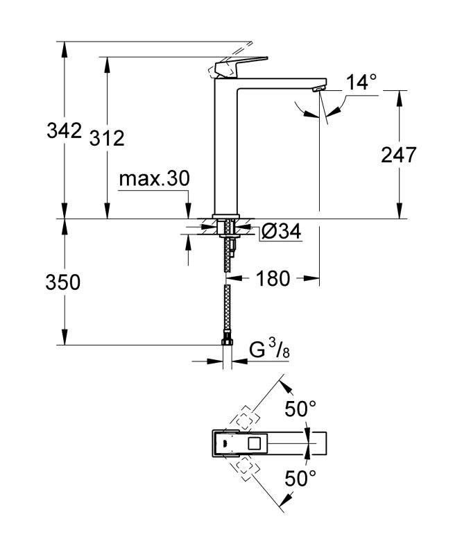 Змішувач на стільницю для раковини XL-розміру Grohe Eurocube (23406000)