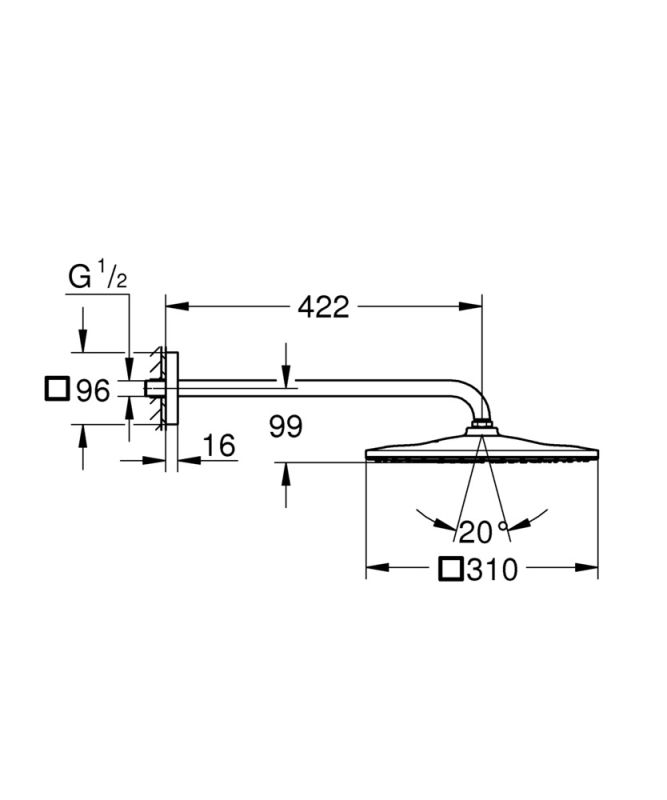 Верхній душ з настінним кронштейном Grohe Rainshower Mono (26563000)