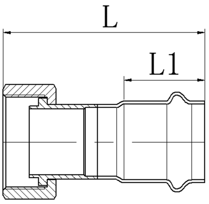 Перехідник з накидною гайкою Koer KQ.A2808NF Press-Inox AISI 304 28x3/4" (KR6341)