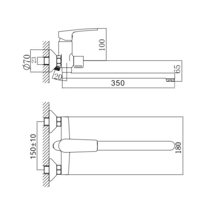 Змішувач для ванни Haiba Troya 006 Euro (HB9660)