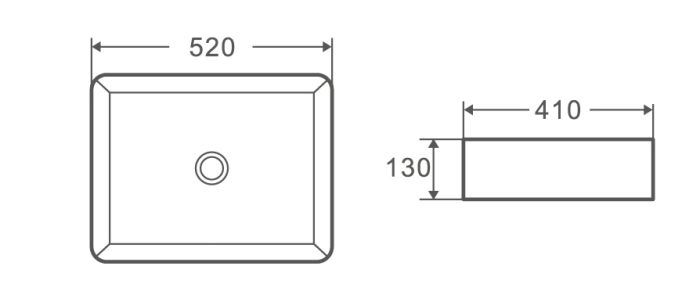Умивальник накладний керамічний Mixxus Premium Quadro-0102 520x410x130mm (MP6488)