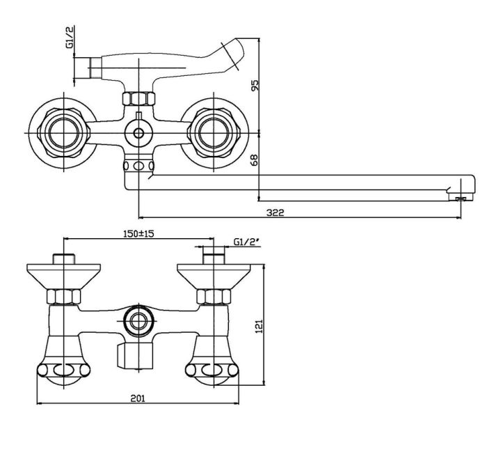 Змішувач для ванни Haiba Mega 140 (HB0915)