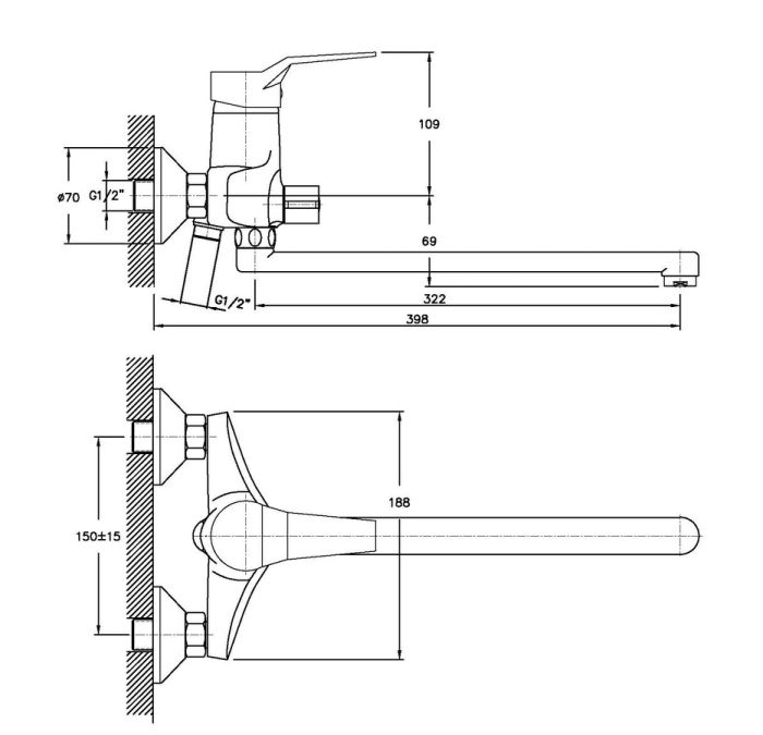 Змішувач для ванни Haiba Zeon 006 (HB0410)
