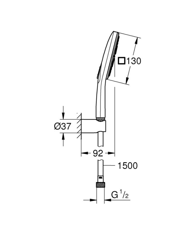 Душовий набір з тримачем, 3 режими струменю Grohe Rainshower SmartActive (26589000)