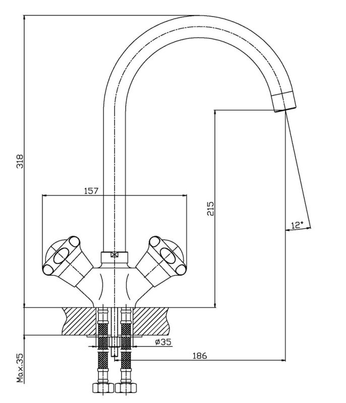 Змішувач для кухні Haiba MEGA 275 (HB0291)