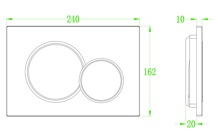 Панель змиву Koer KT-0601-03 240x160x10mm пластикова, кнопка кругла (колір білий) (KR5175)