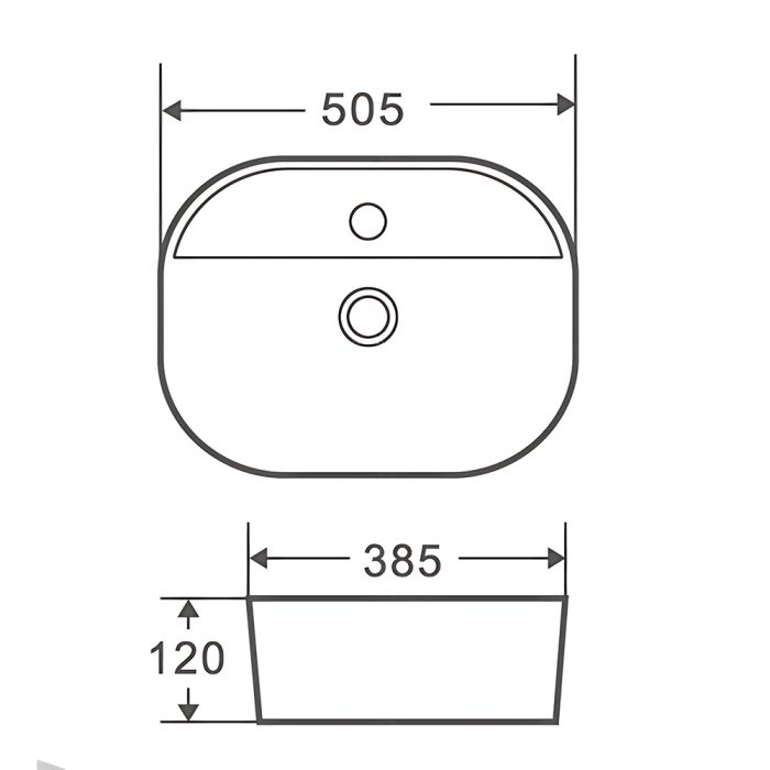 Раковина накладна Mixxus Premium ELLIPSE-0203 510х375х120mm з отвором під змішувач (MP6678)