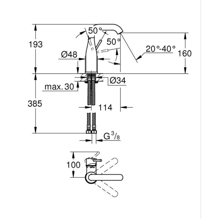 Змішувач одноважільний для раковини M-Size Grohe Essence (24176KF1)