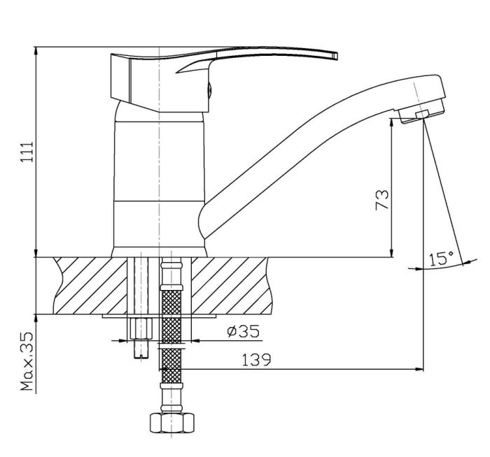 Змішувач для умивальника Haiba Onix 004 (вилив 15 см) (HB0768)