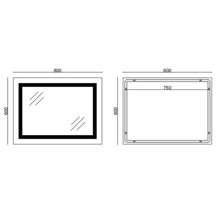 Дзеркало Mixxus TALL MR08-80x60-Reverse з Led Touch, Anti-fog, димером, регулятором яскравості (MI6659)