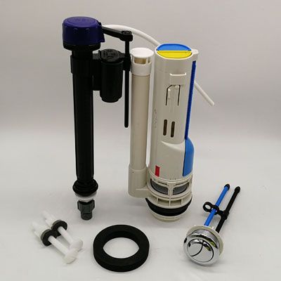 Комплект арматури: MIXXUS PREMIUM BUTTON-1801-1/2" СПУСКНА 2-х кнопочна + НАПОВНЮВАЛЬНА з НИЖНІМ підведенням, пластикове різьблення 1/2" (MP6607)
