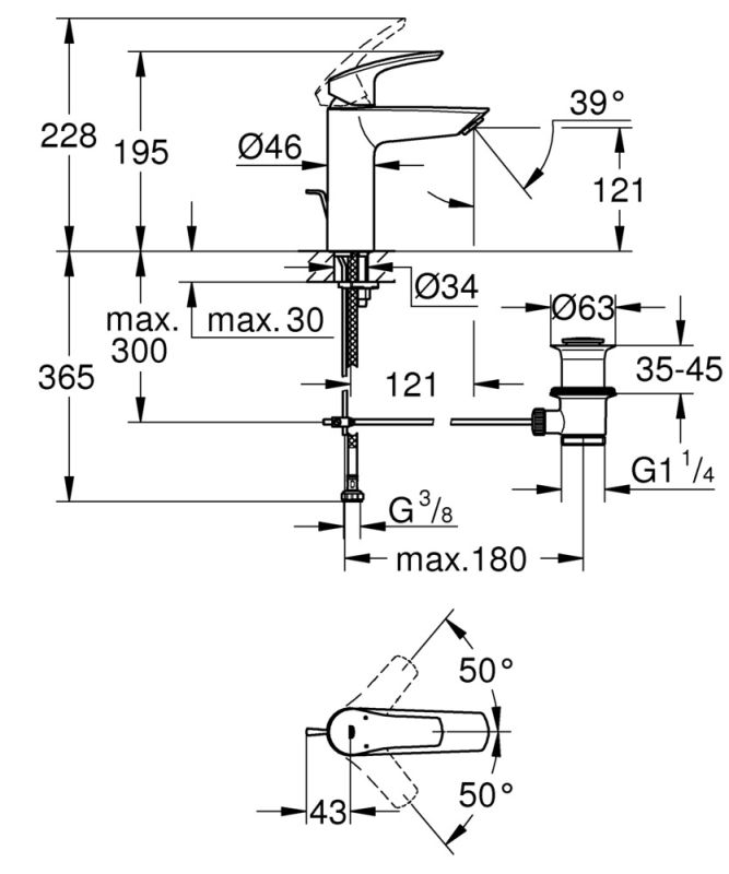 Змішувач для раковини M-розміру Grohe Eurosmart New (23322003)