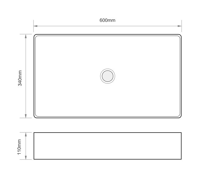 Раковина накладна Mixxus Premium QUADRO-0107 EDGE BLACK 600х340х110mm (MP6521)