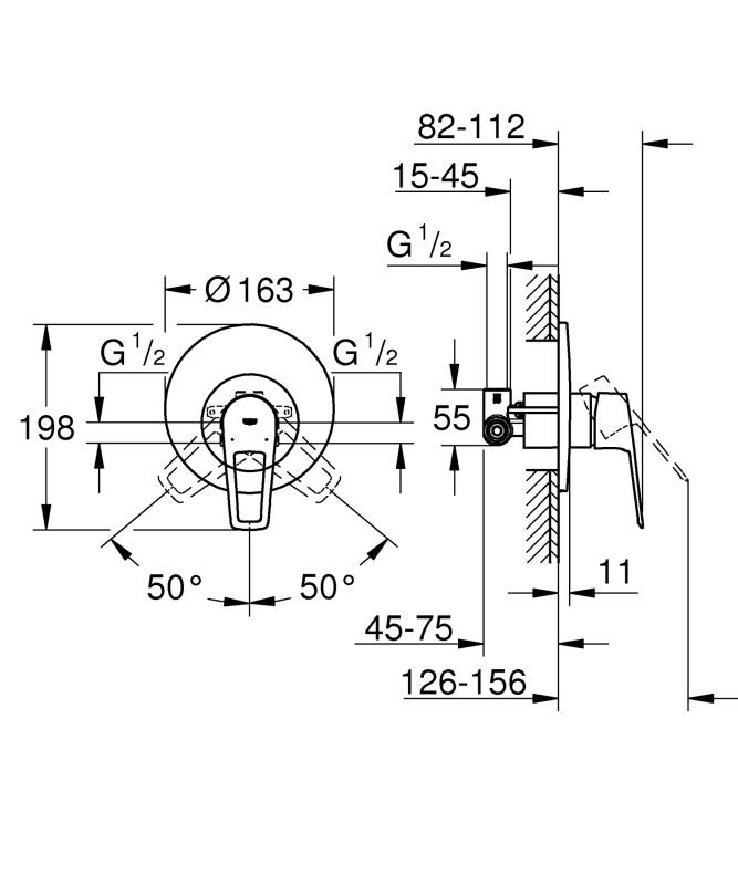 Змішувач прихованого монтажу для 1 споживача Grohe BauLoop New (29080001)