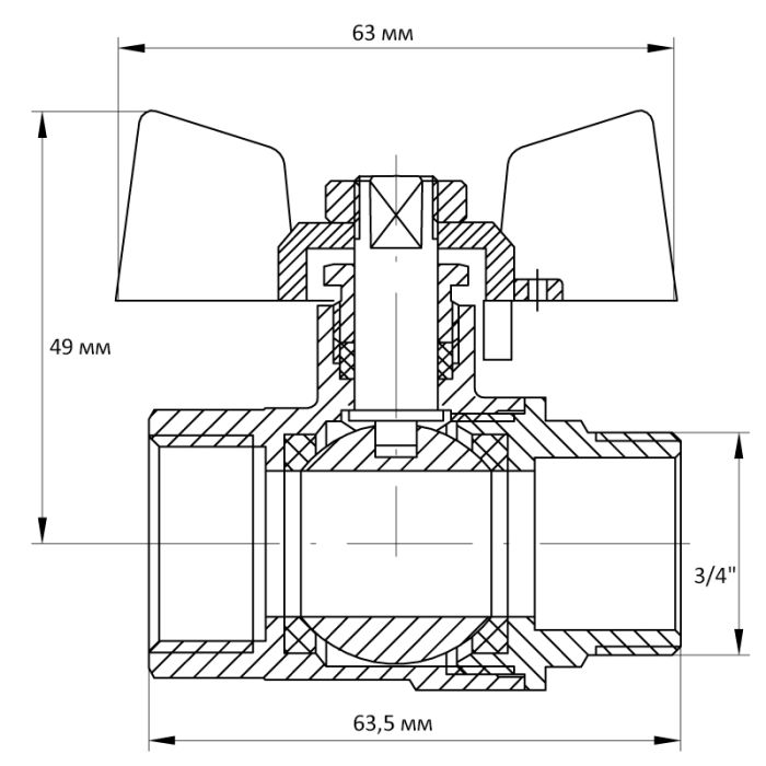 Кран кульовий Koer 3/4" ГШМ (KR.218.B) синій (KR2723)