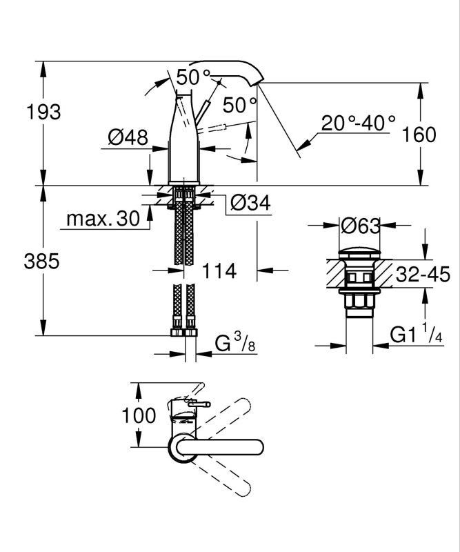 Змішувач для раковини Grohe Essence New (24181001)