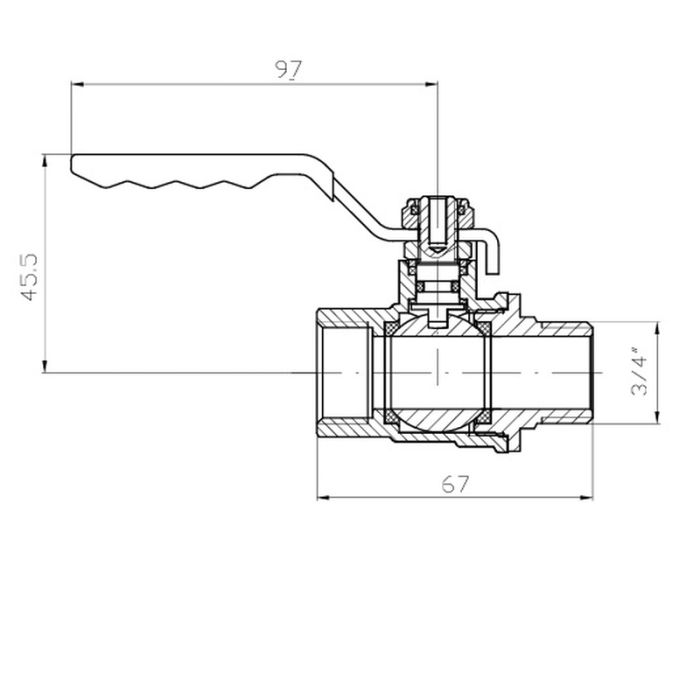 Кран кульовий ГШВ Koer Extreme KE.215-20 - 3/4" FM ручка "важіль" червона (KR5751)