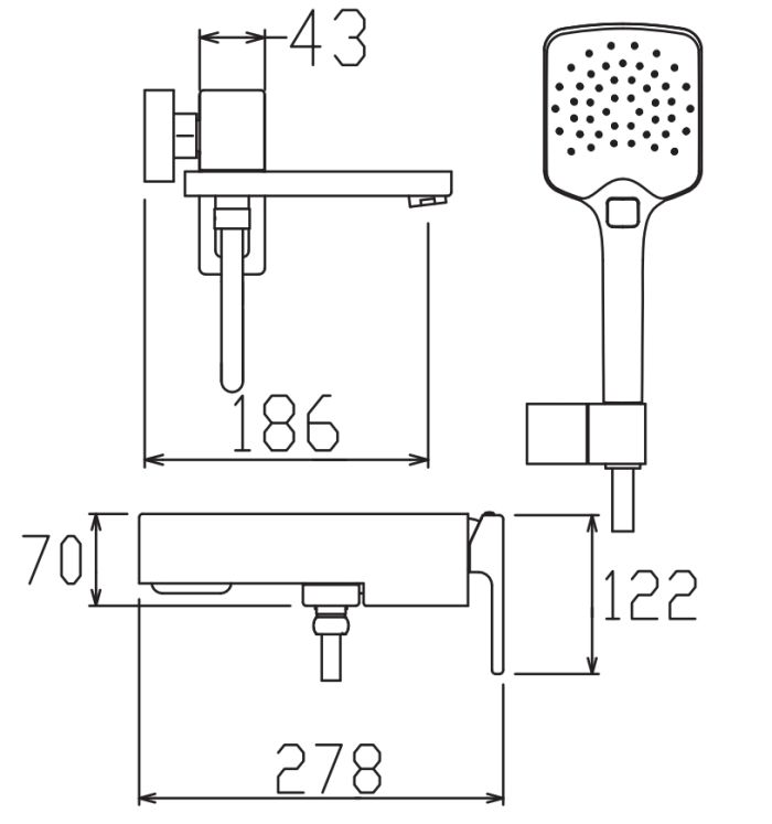 Змішувач для ванни з коротким виливом KOER KB-41009-01 (Колір хром) (KR6017)