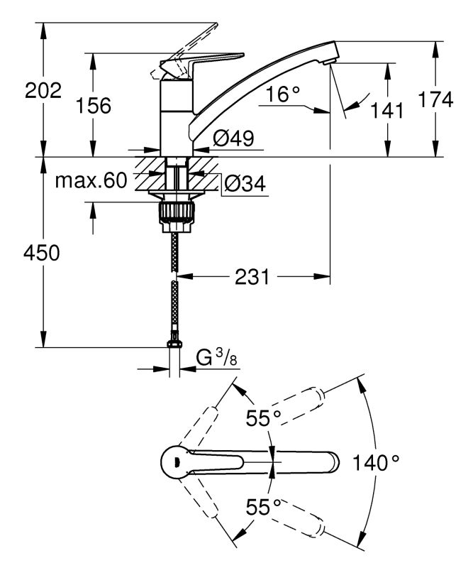 Змішувач для кухні Grohe BauEco (31680000)