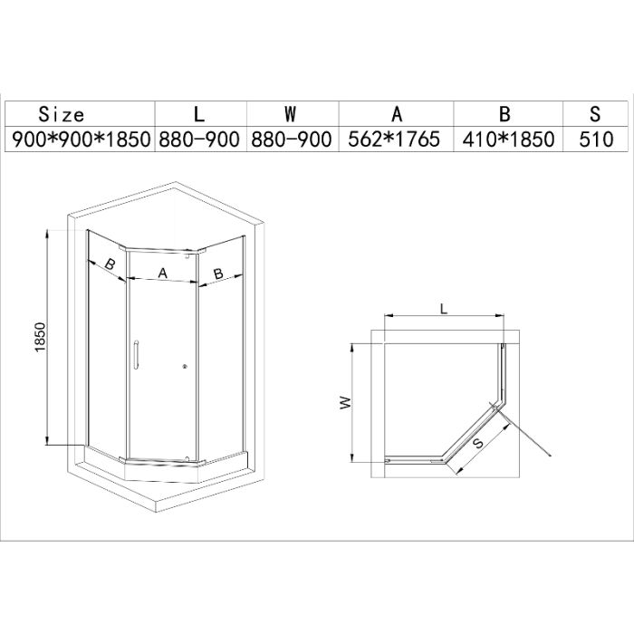 Душова кабіна з низьким піддоном Mixxus LINES SCT01-90x90x198-TR Graphite NEW прозоре скло 6мм (MI8429)