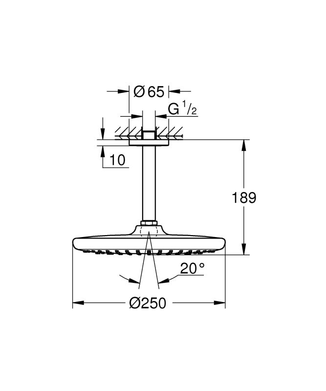 Верхній душ з стельовим кронштейном Grohe Tempesta (26669000)