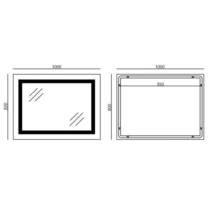 Дзеркало Mixxus WARM MR02-100x80 з Led Touch, Anti-fog, димером, регулятором яскравості, годинником (MI6935)