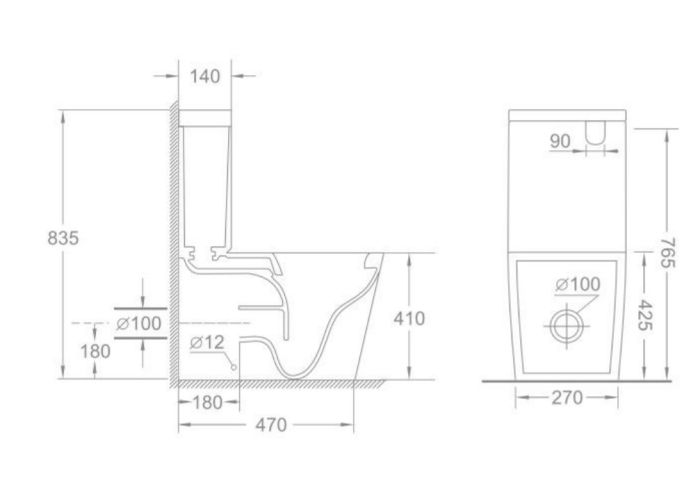 Бачок до унітазу-компакту Mixxus Bevel-0403-T3 Tank 640х360х835 зі зливною арматурою (MI8322)