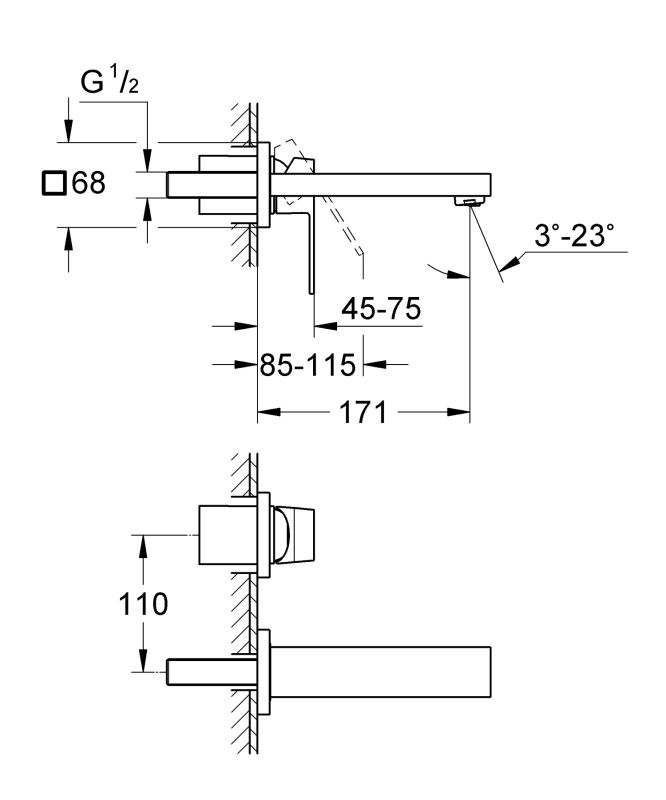 Змішувач для раковини прихованого монтажу Grohe Eurocube (19895000)