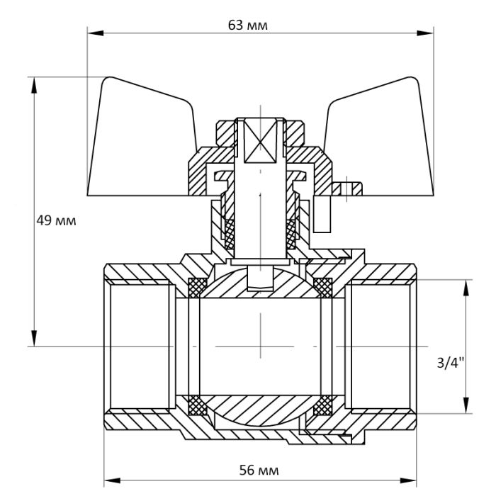 Кран кульовий Koer 3/4" ГГМ (KR.217.W) білий (KR0179)