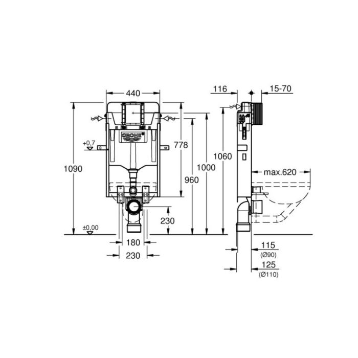 Модуль інсталяційний для підвісного унітаза Grohe Uniset (39165000)
