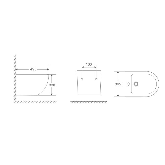 Біде підвісне Mixxus Premium Ellipse-0501 495x365x325mm (MP6469)