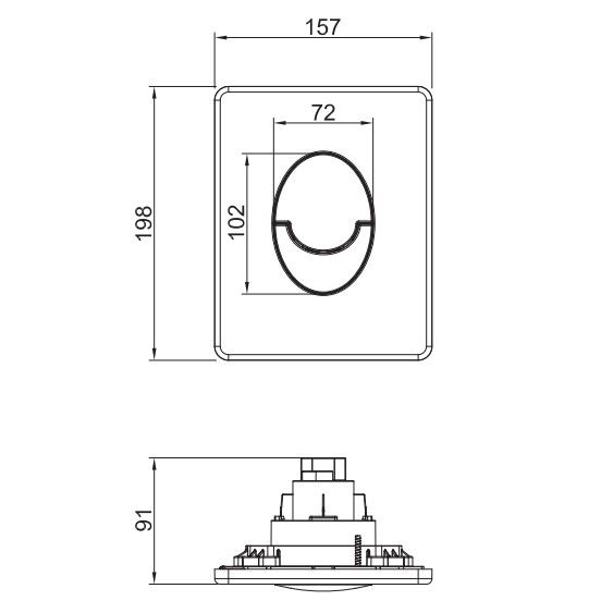 Панель змиву Koer KT-0606-03 157x198x10mm пластикова, кнопка закруглена (колір білий) (KR5713)