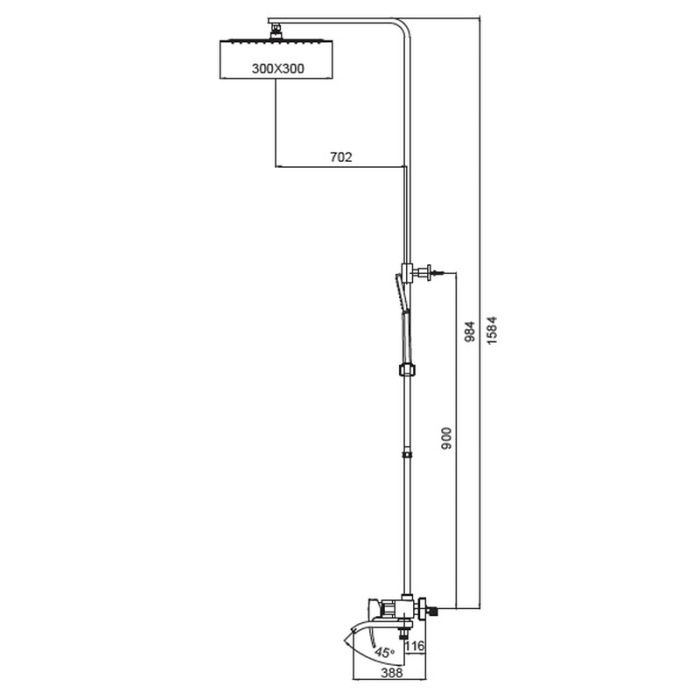 Душова колона KOER KB-56007-04 зі змішувачем, 3 функції (Колір хром+білий) (KR5159)